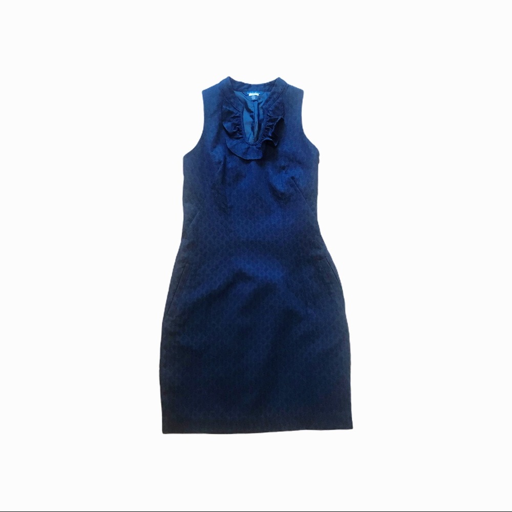Tommy Hilfiger Ruffle Collar Sheath Dress Blue 2
